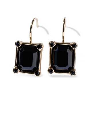 Gold Jet Stone Drop Earrings