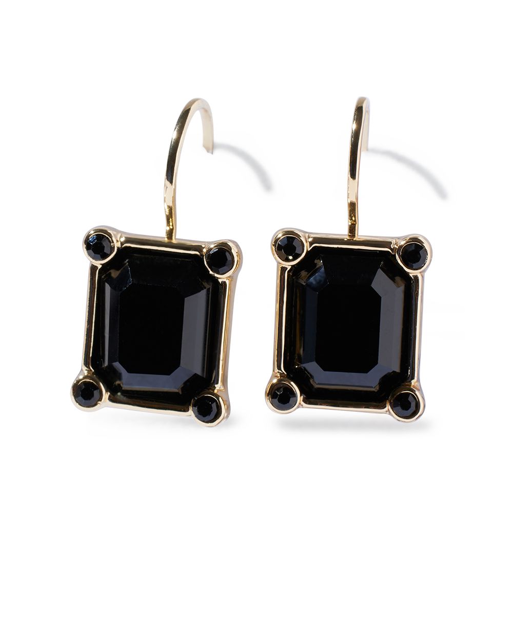 Gold Jet Stone Drop Earrings