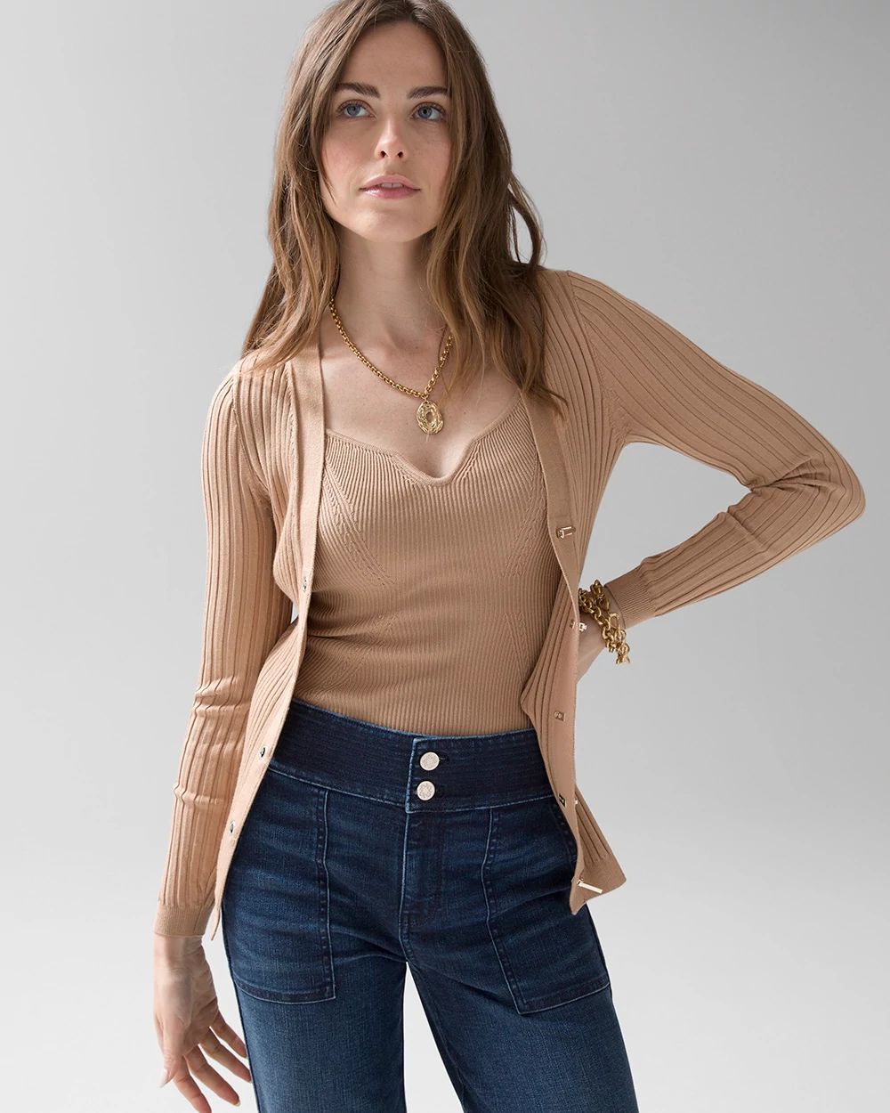Long-Sleeve Rib Cardigan