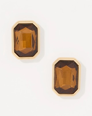 Smokey Topaz Glass Stone Stud Earrings click to view larger image.