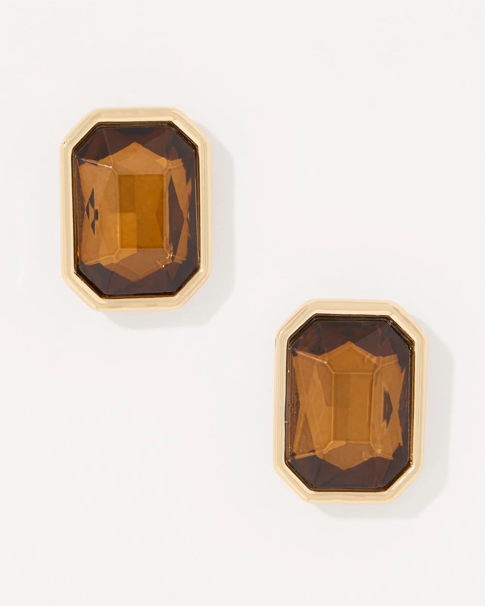 Smokey Topaz Glass Stone Stud Earrings click to view larger image.