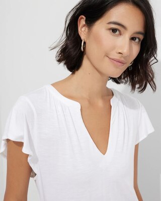 Outlet WHBM Notch-Neck Ruffle-Sleeve Tee