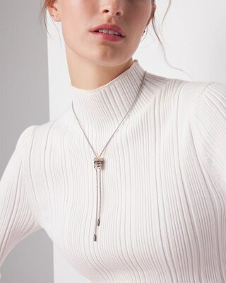 Mixed-Metal Crystal Rings Y-Necklace