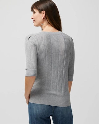 Cashmere-Blend Elbow-Sleeve Sweater click to view larger image.