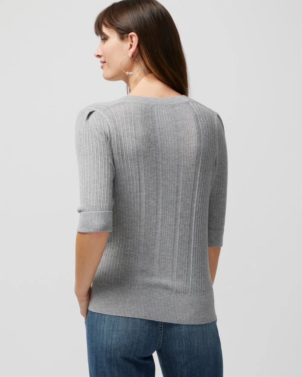 Cashmere-Blend Elbow-Sleeve Sweater