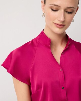 Flutter-Sleeve Satin Shirt click to view larger image.