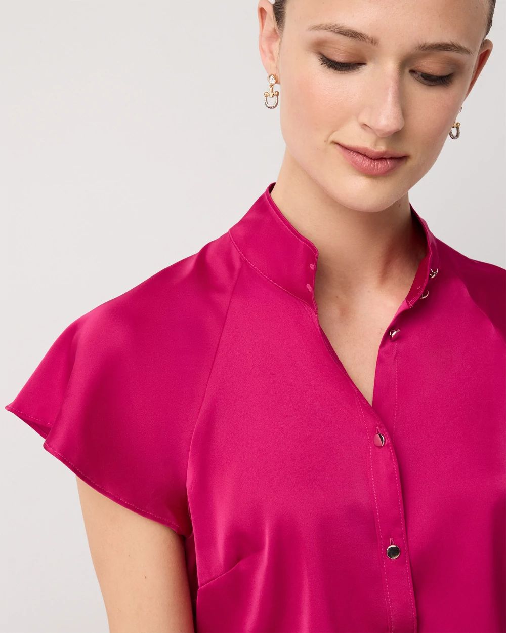 Flutter-Sleeve Satin Shirt
