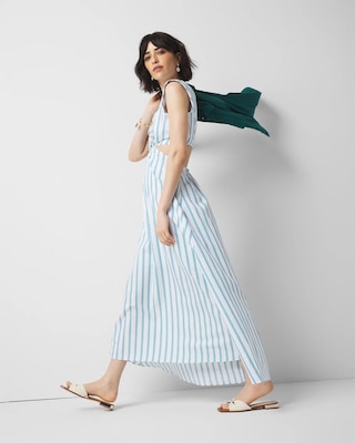 Petite Striped Cotton Midi Dress click to view larger image.