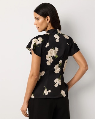 Flutter-Sleeve Satin Shirt click to view larger image.