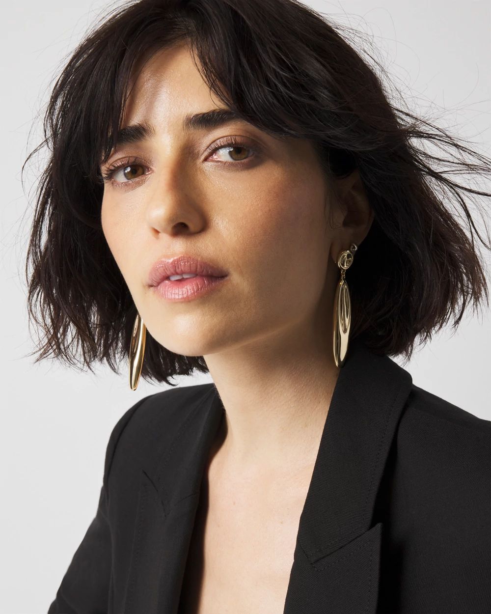 Gold Sculptural Statement Drop Earrings
