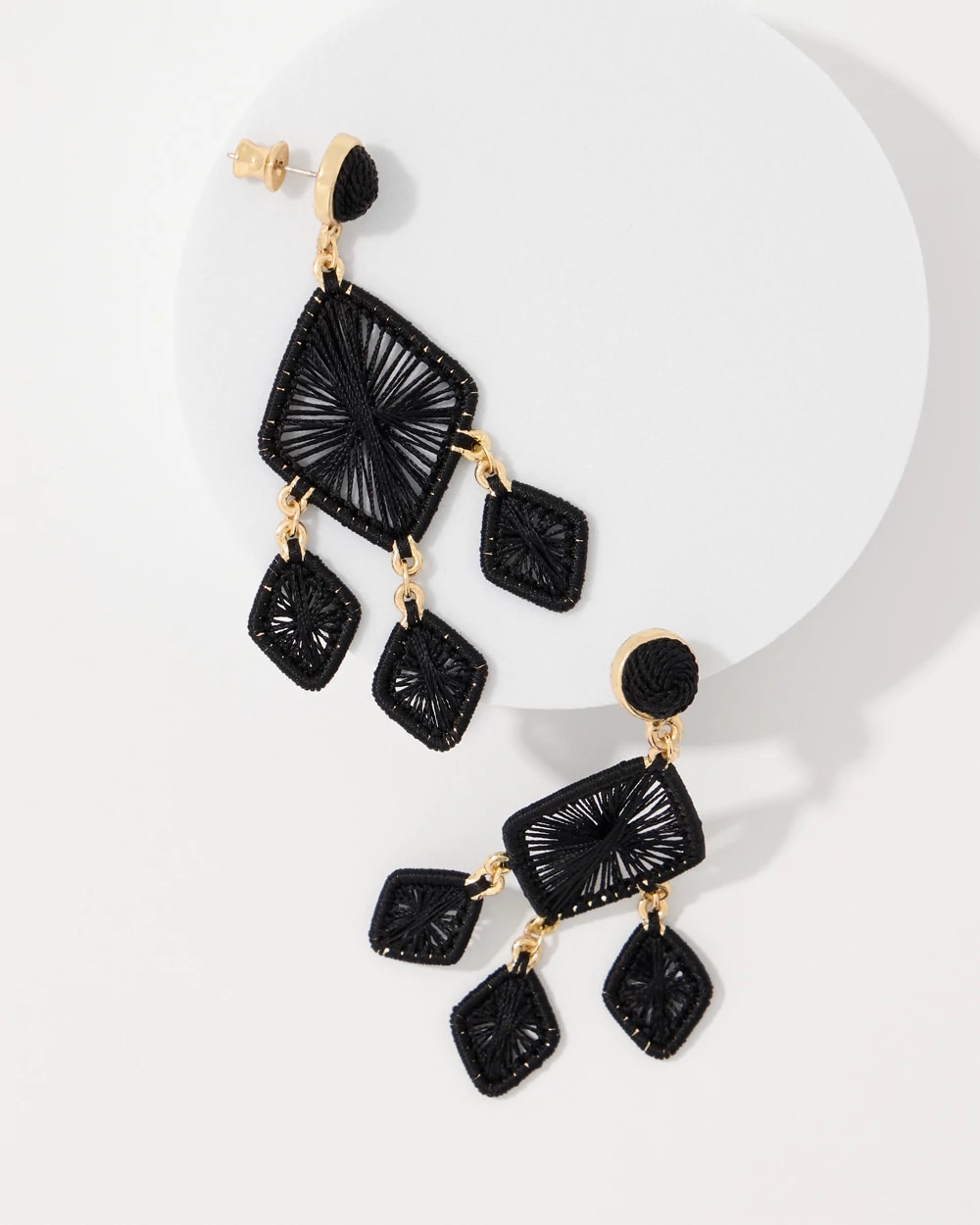 Black Raffia Chandelier Earrings