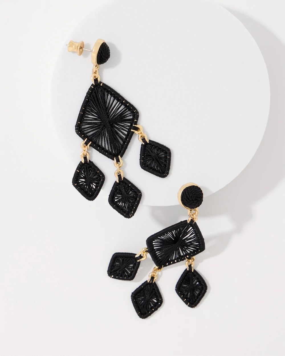 Black Raffia Chandelier Earrings click to view larger image.
