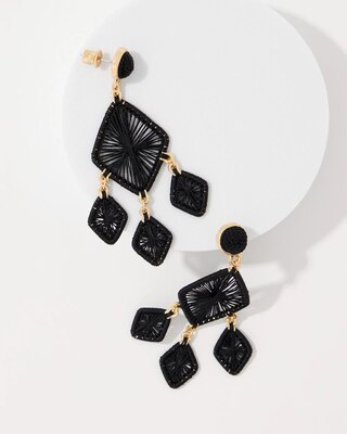 Black Raffia Chandelier Earrings click to view larger image.