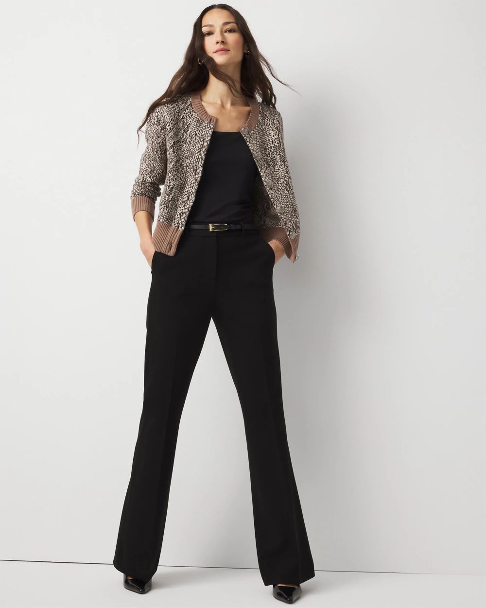 Petite Snake Print Button Front Cardigan click to view larger image.