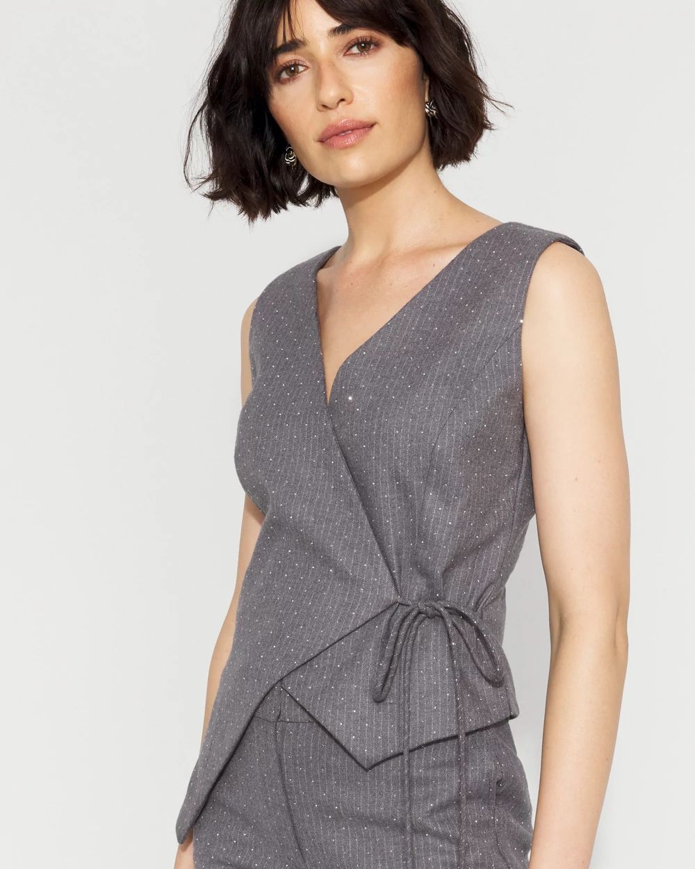 Embellished Surplice Tie Vest
