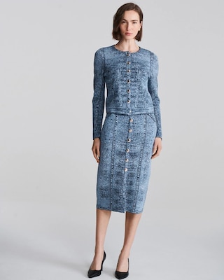 Denim Print Sweater Skirt