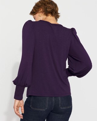 Long Sleeve Tee with Smocked Cuffs click to view larger image.