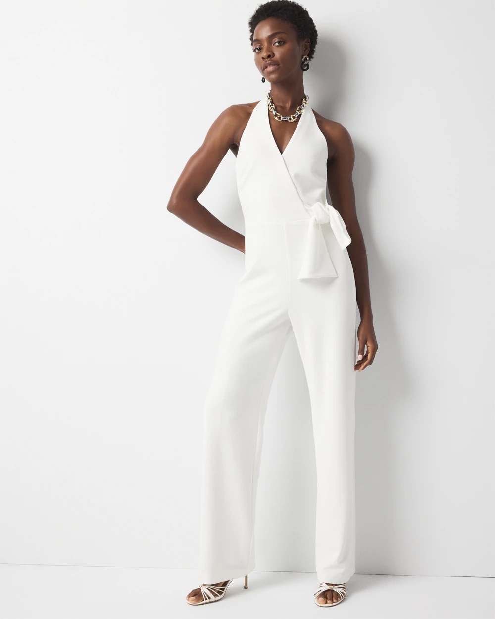 Tie Waist Halter Jumpsuit White House Black Market