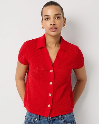 Textured Stitch Collared Cardigan