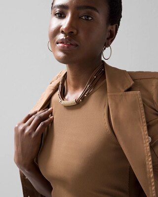 Goldtone Leather Collar Necklace