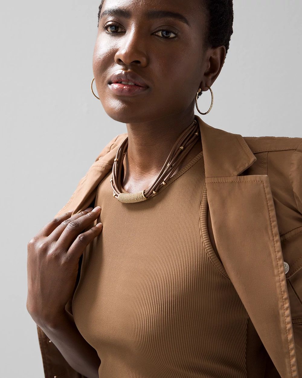 Goldtone Leather Collar Necklace