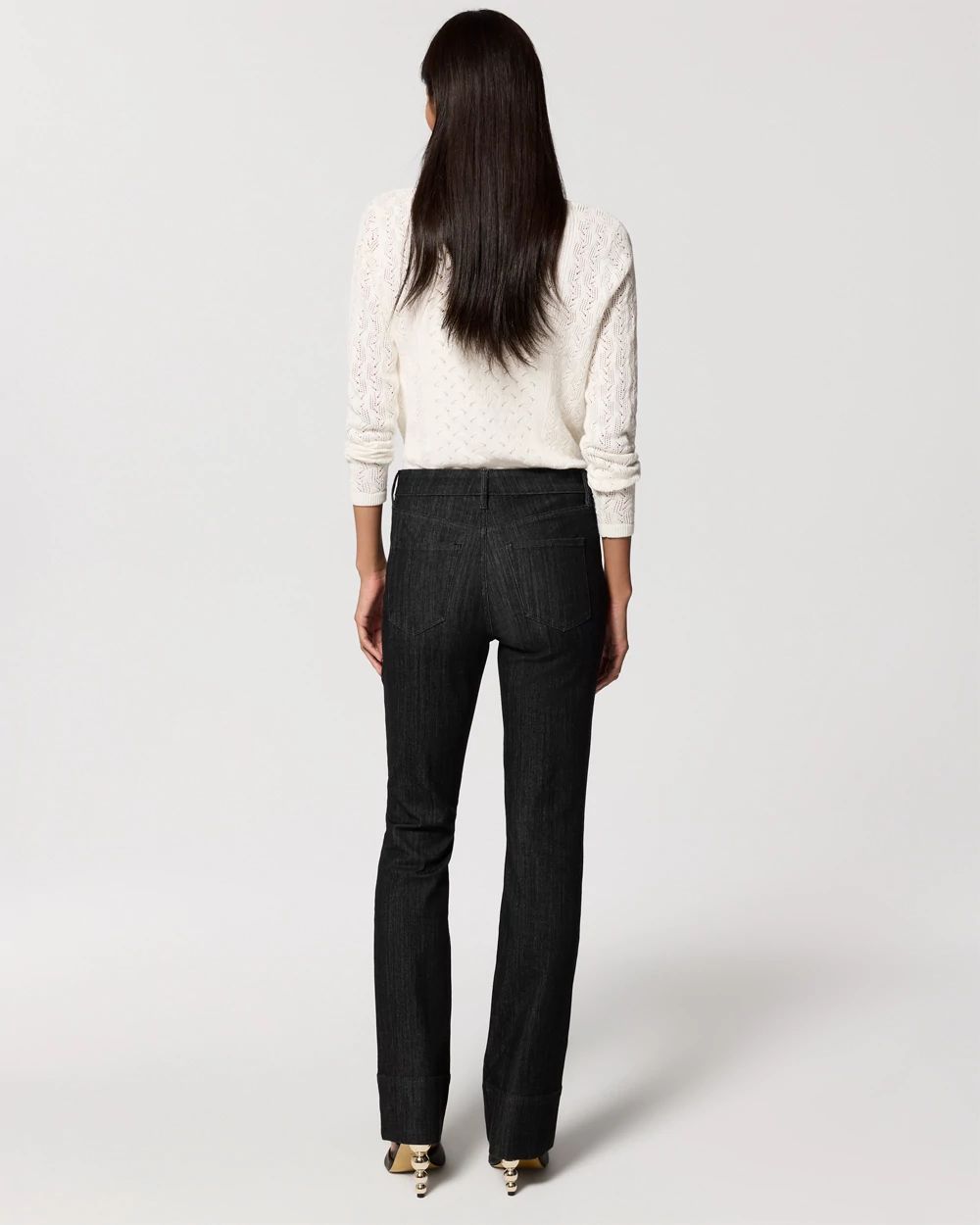 Petite Front Seam High-Rise Bootcut Jeans click to view larger image.