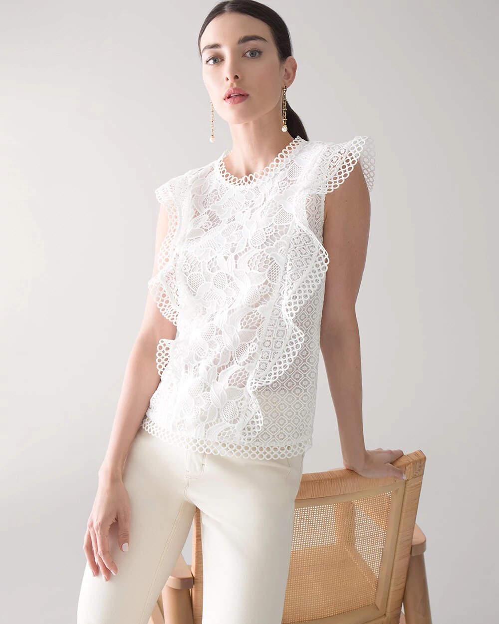 sleeveless top with ruffles