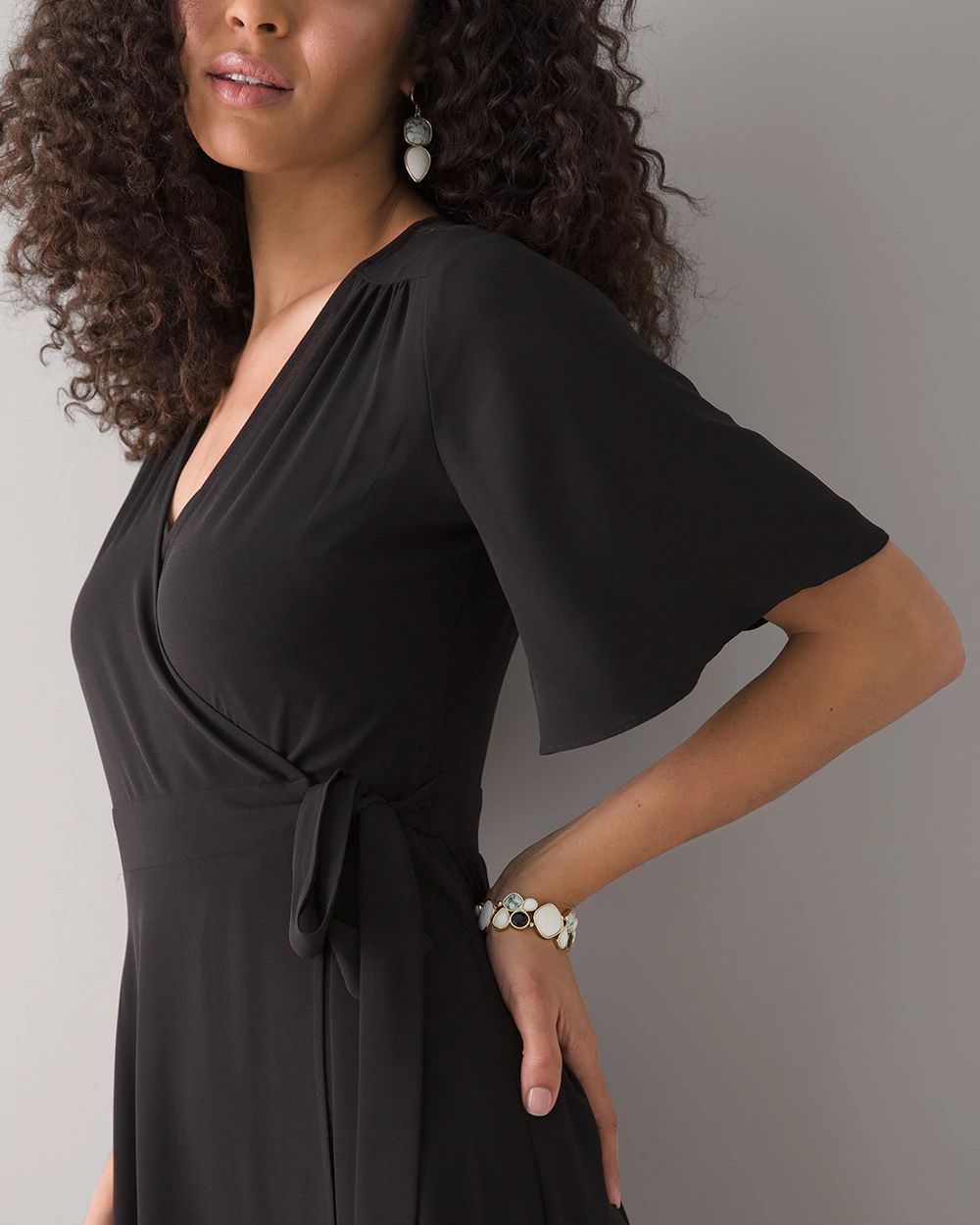 Flutter Sleeve Midi Wrap Dress click to view larger image.
