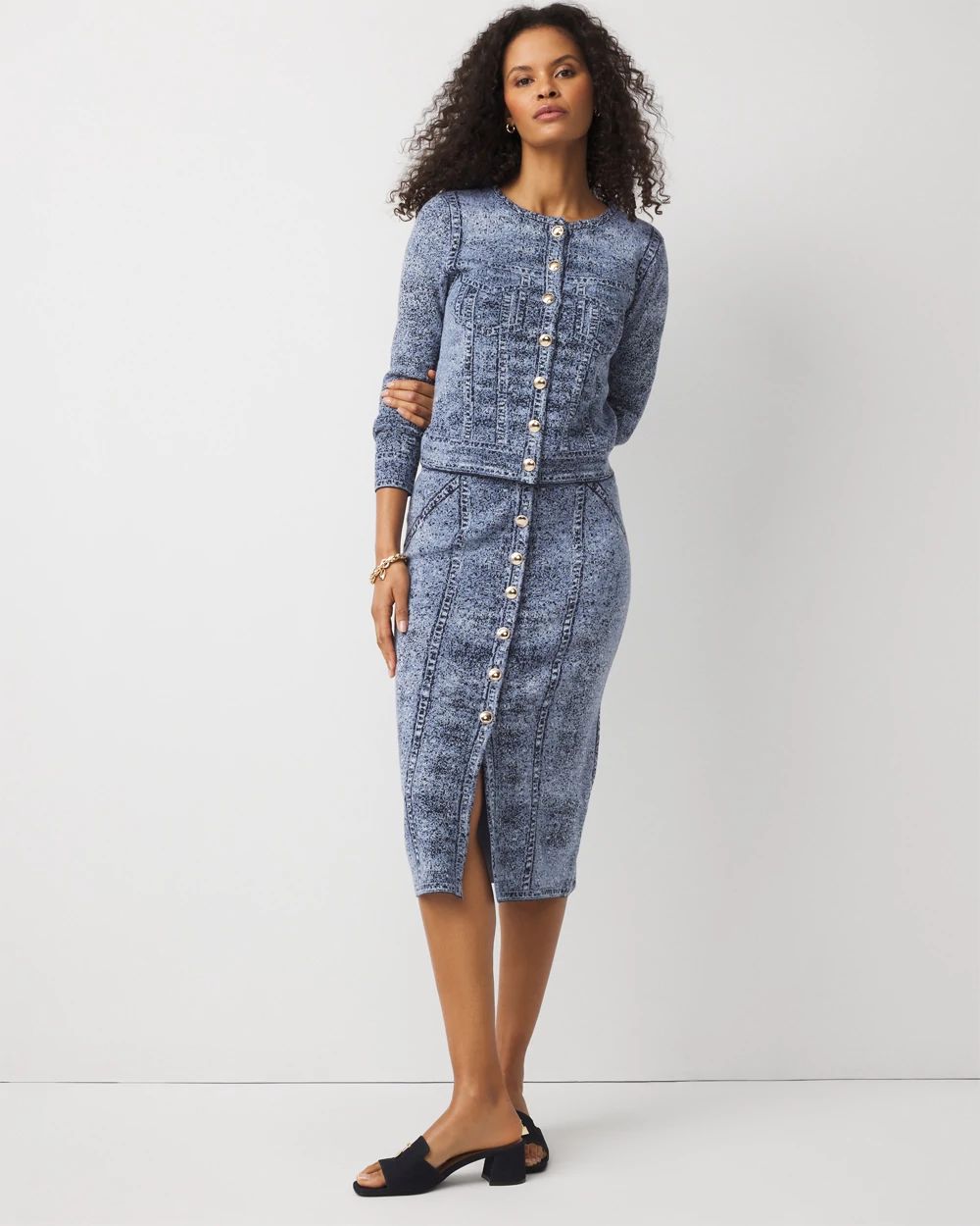 Denim Print Sweater Skirt