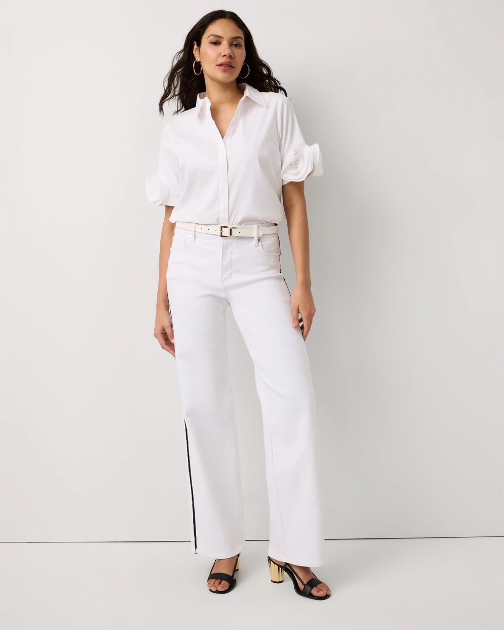 Piping Detail High Rise Wide Leg Jean