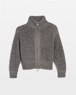 Open Stitch Zip-Up Cardigan click to view larger image.