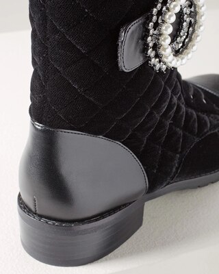Quilted Velvet Combat Boots