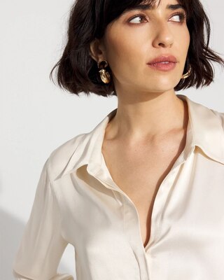 Satin Tuxedo Cuff Shirt click to view larger image.