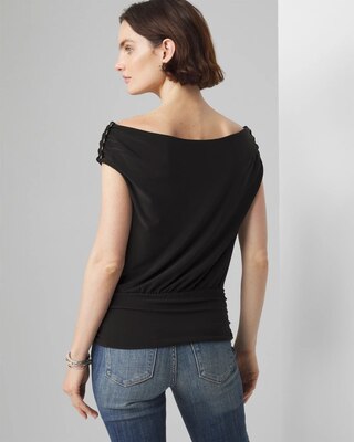 Matte Jersey At-the-Shoulder Banded Bottom Top click to view larger image.