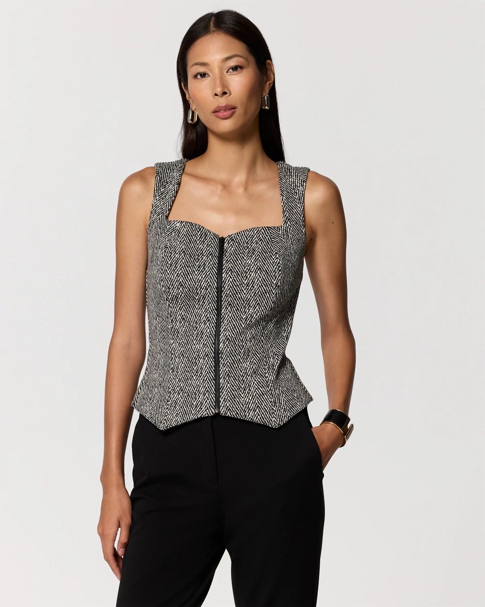 Knit Zip-Front Bustier