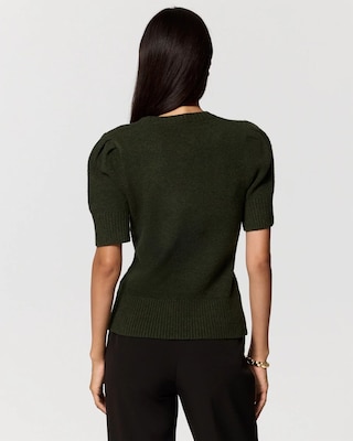 Crew Neck Elbow Sleeve Pullover click to view larger image.