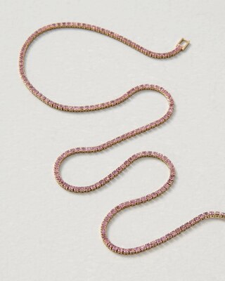 Goldtone Pink Tennis Necklace