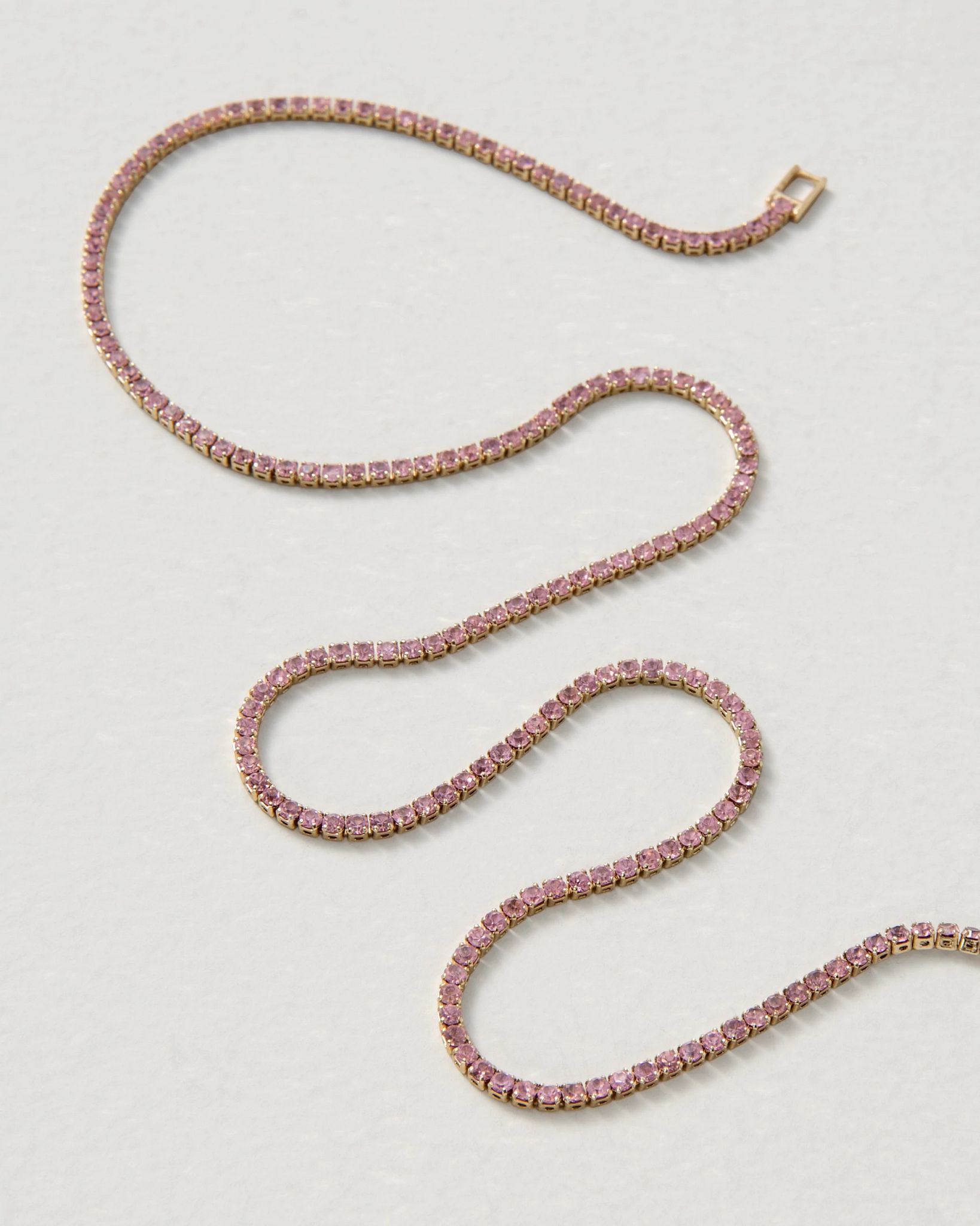 Goldtone Pink Tennis Necklace