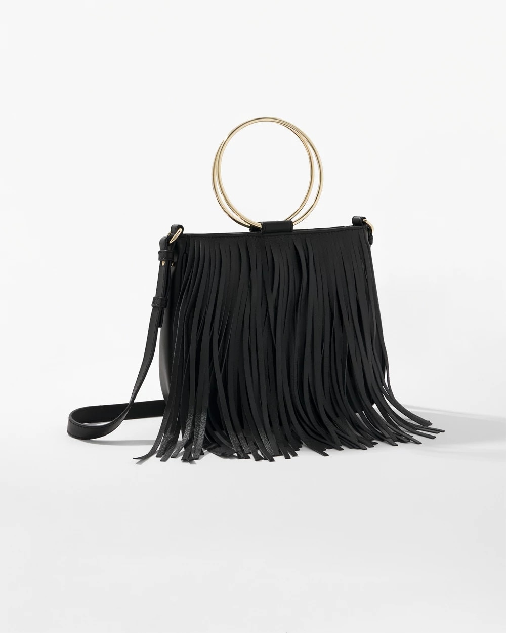 Women's Fringe Crossbody Bag in Black | White House Black Market