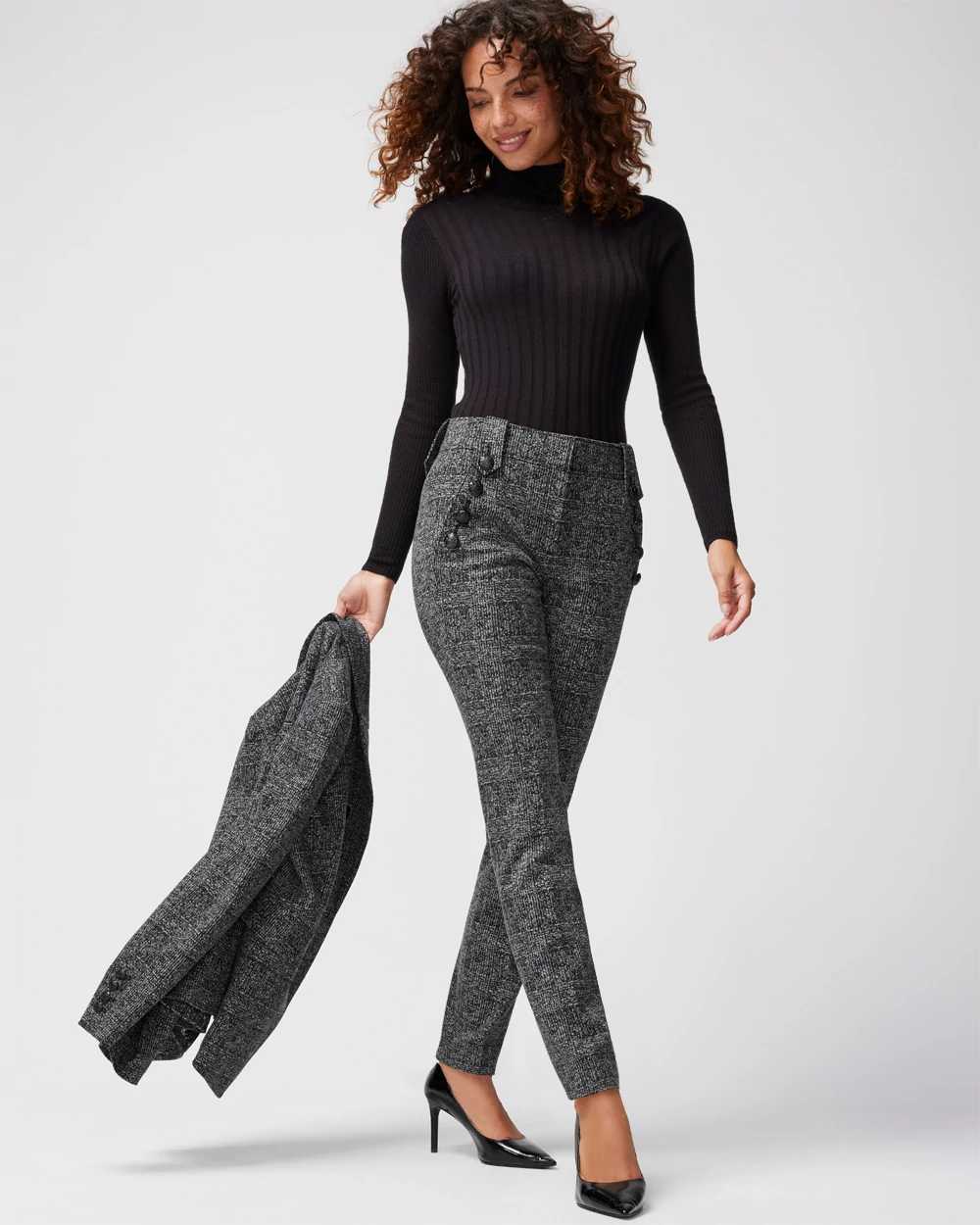 WHBM® Jolie Glenn Plaid Button Straight Pant click to view larger image.