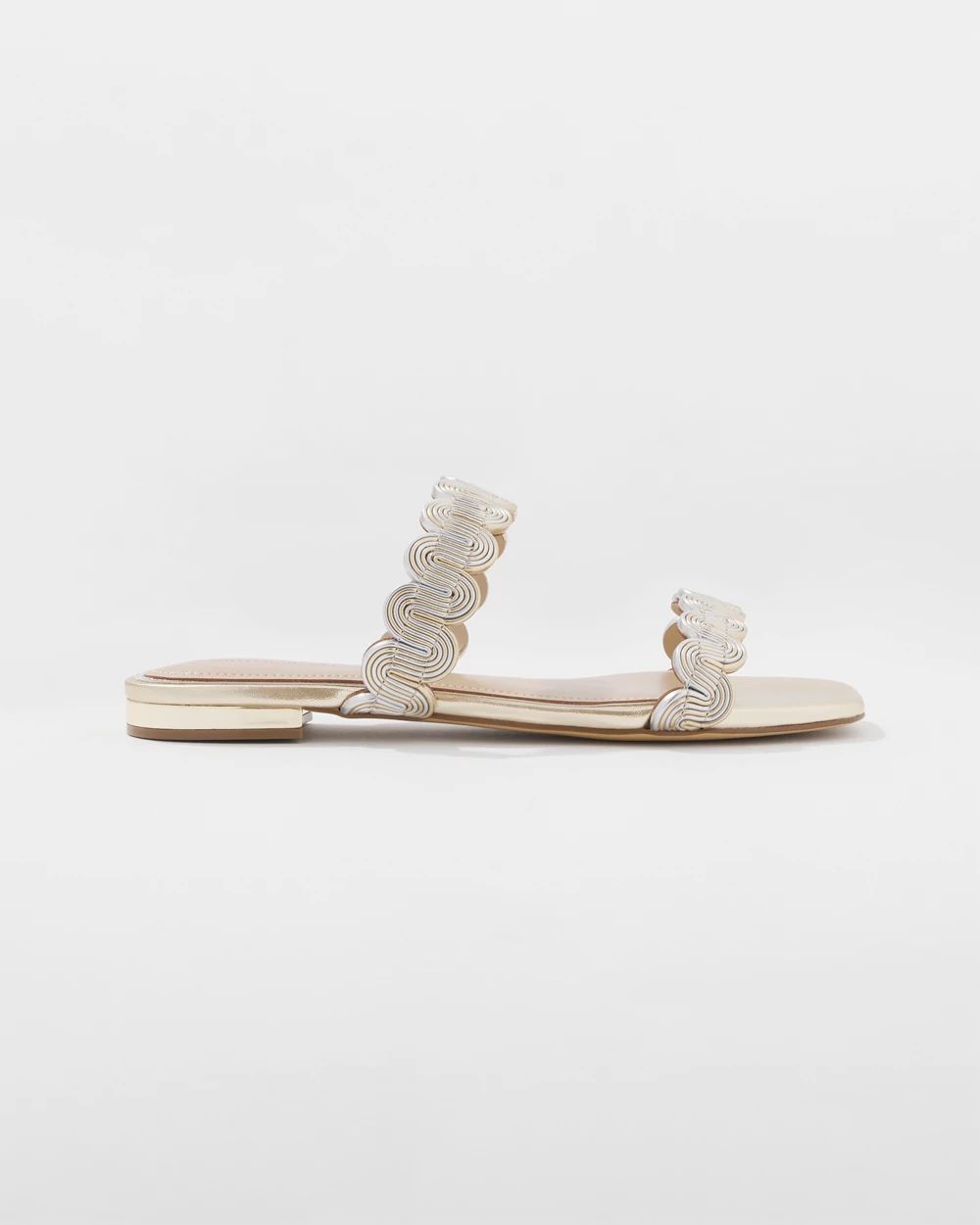 Mixed Metal Flat Sandal click to view larger image.