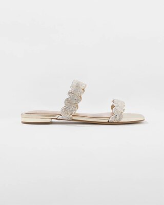 Mixed Metal Flat Sandal click to view larger image.