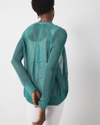 Mesh Cinched Cardigan Sweater click to view larger image.