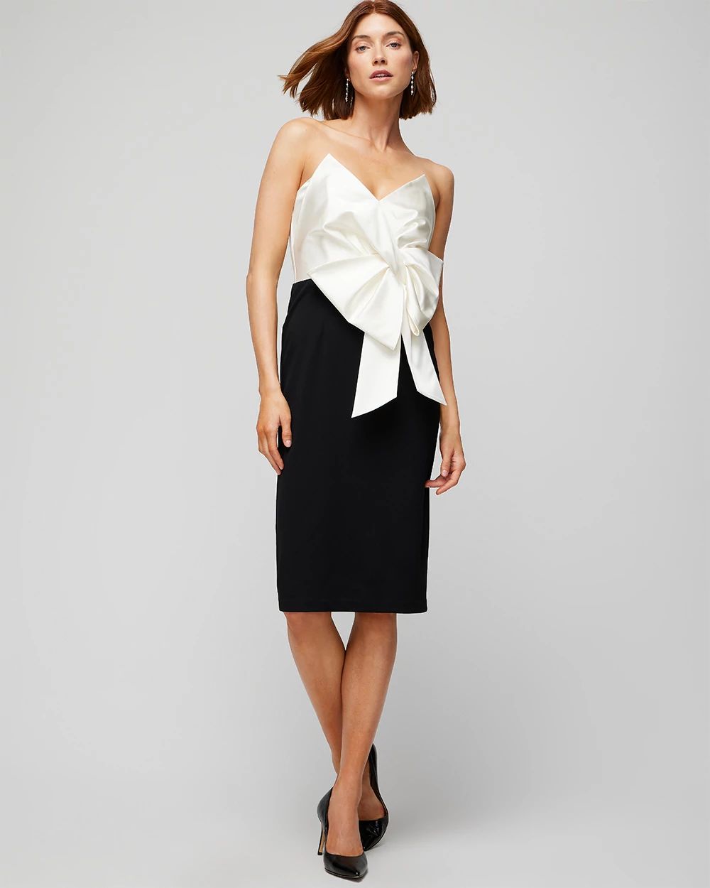 Strapless Contrast Bow Dress