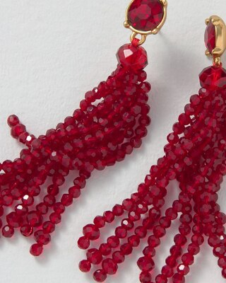 Red Beaded Tassel Earrings