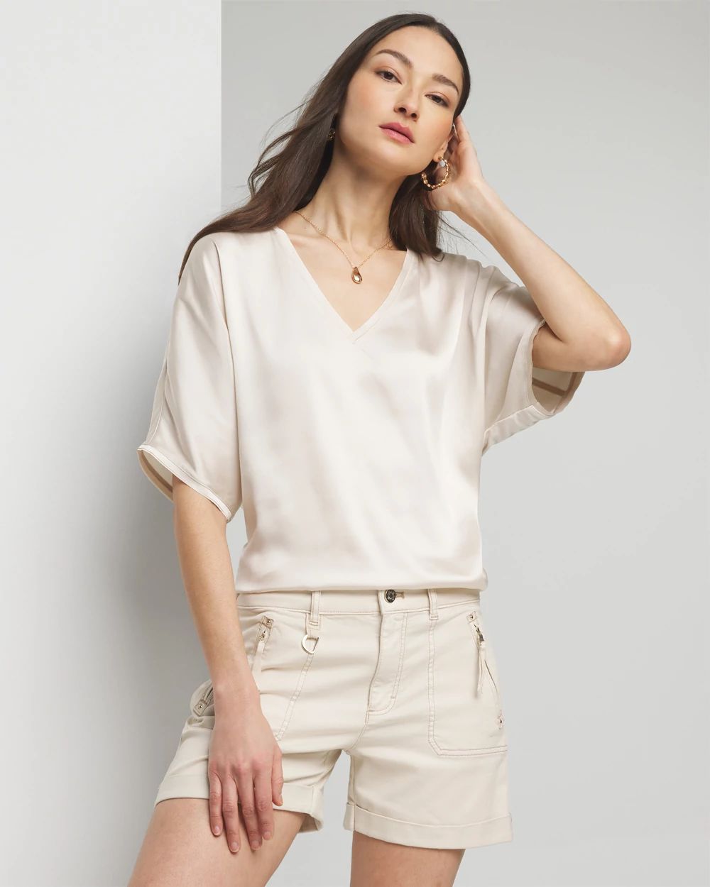 Woven Front Tee