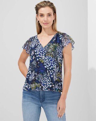 Outlet WHBM Flutter Sleeve V-Neck Blouse