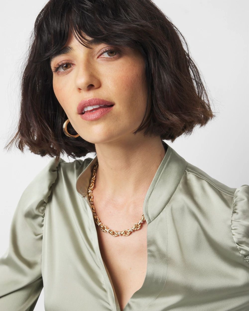 Gold Pave Chain Link Necklace