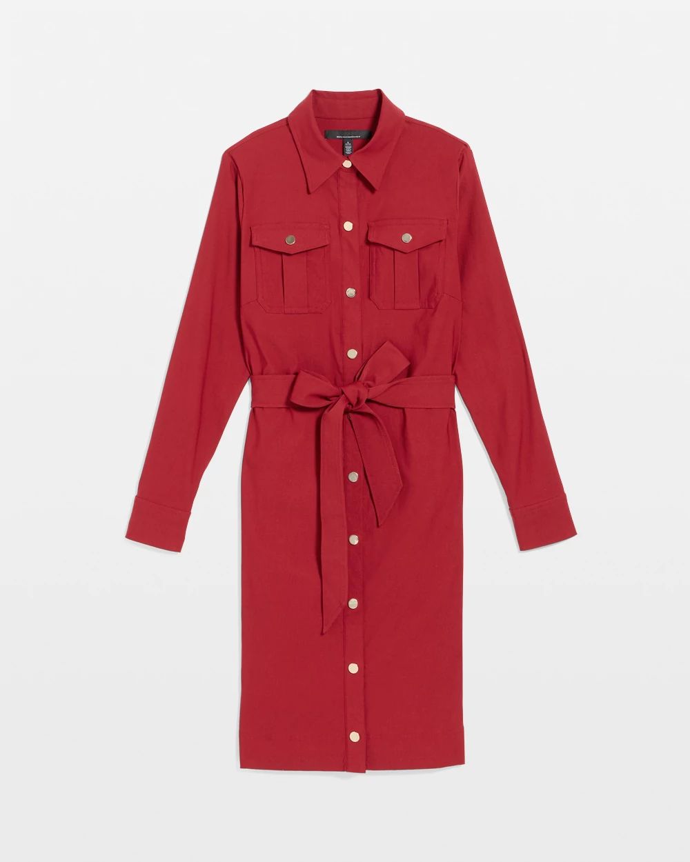 Petite Long Sleeve Shirt Dress click to view larger image.