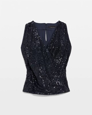 Sequin Surplice Sleeveless Top click to view larger image.